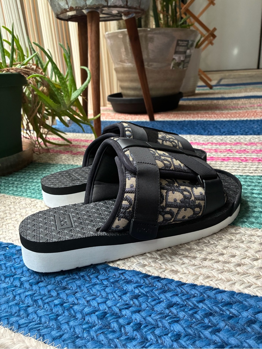 Dior Alpha Oblique Jacquard Sandals Black Beige Women’s EU 42 Italy 🇮🇹 - Picture 2 of 10